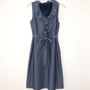 Ann Taylor Chambray Ruffle Midi Dress NWOT